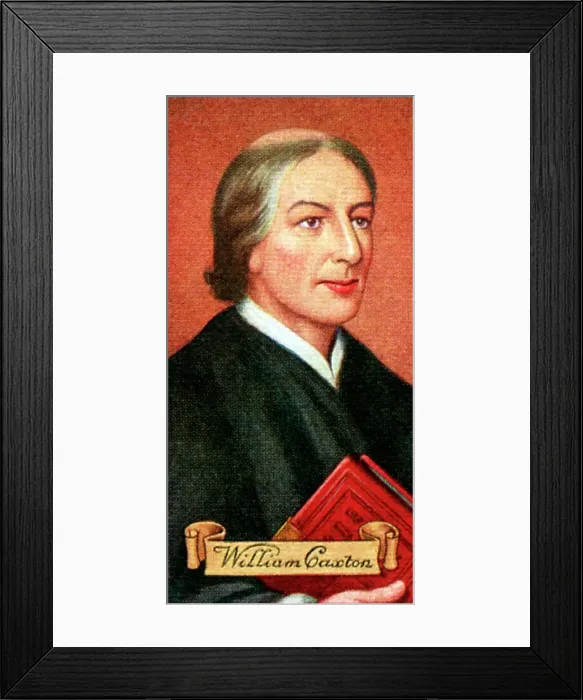Framed Print : William Caxton, taken from a series of cigarette cards, 1935 Framed Print : William Caxton, taken from a series of cigarette cards, 1935