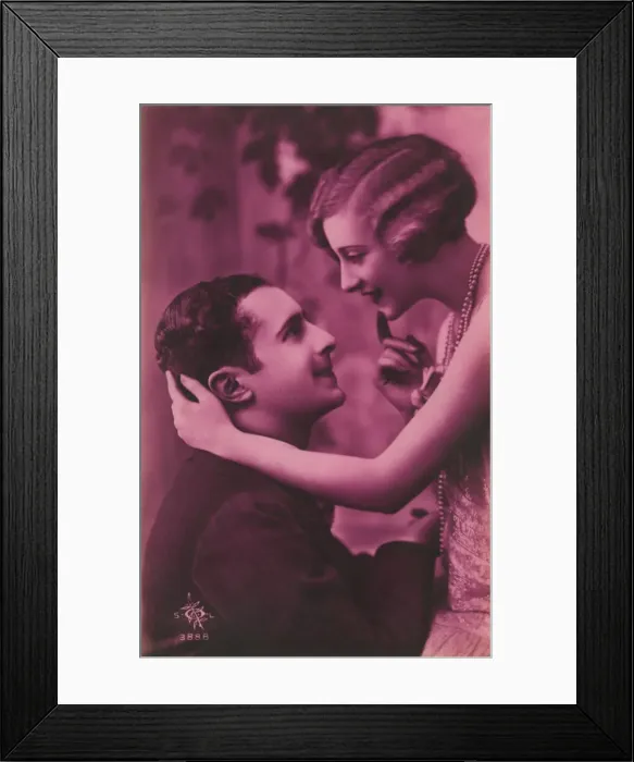 Framed Print : Romantic postcard, c1920s Framed Print : Romantic postcard, c1920s