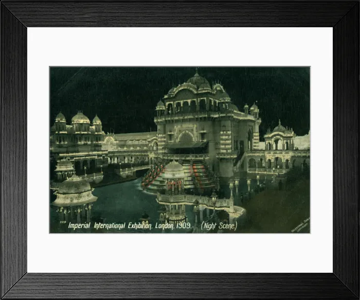 Framed Print : Night scene at the Imperial International Exhibition, White City, London, 1909 Framed Print : Night scene at the Imperial International Exhibition, White City, London, 1909