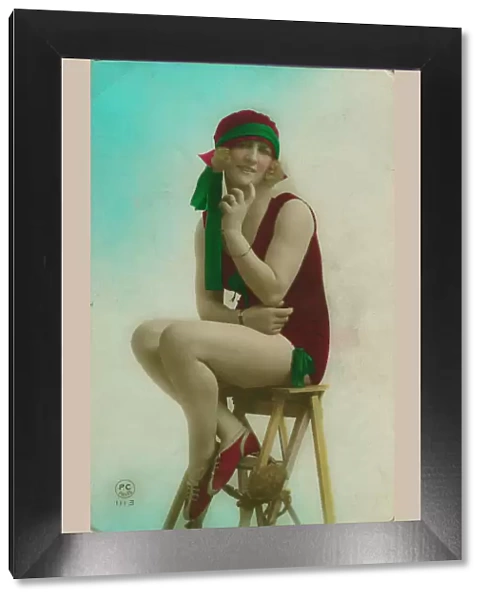 Postcard of a swimmer, c1920s