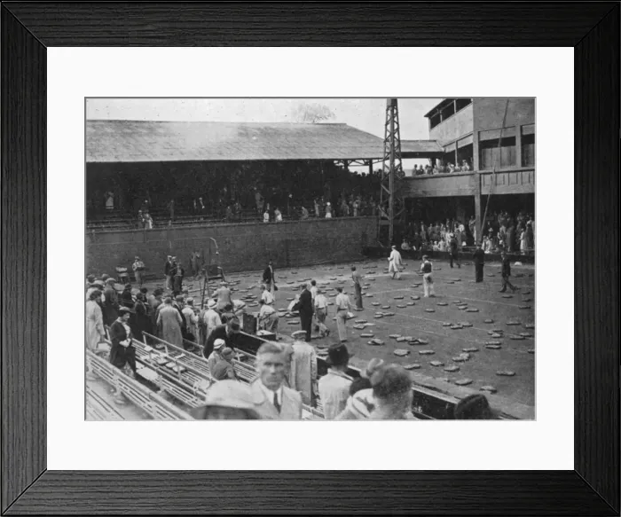 Framed Print : The cushion bombardment of No 1 Court, Davis Cup, Wimbledon, 1935. Artist: Planet News Ltd Framed Print : The cushion bombardment of No 1 Court, Davis Cup, Wimbledon, 1935. Artist: Planet News Ltd