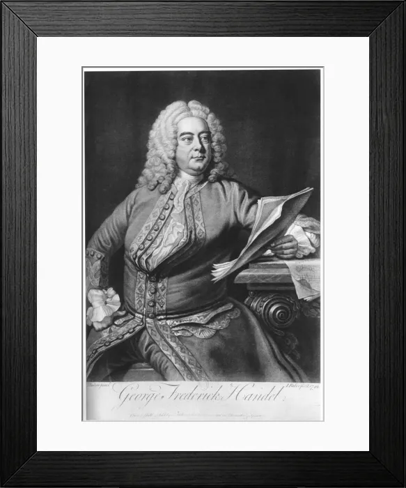 Framed Print : George Frideric Handel, German-born British Baroque composer, 1749. Artist: John Faber the Younger Framed Print : George Frideric Handel, German-born British Baroque composer, 1749. Artist: John Faber the Younger