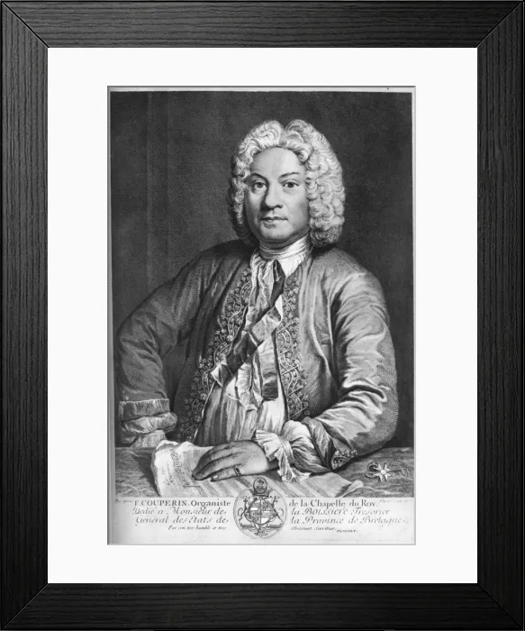 Framed Print : Francois Couperin, French Baroque composer, organist and harpsichordist, 1735. Artist: J Flippart Framed Print : Francois Couperin, French Baroque composer, organist and harpsichordist, 1735. Artist: J Flippart