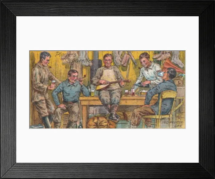 Framed Print : Captain Scotts team at Cape Evans in the Mens Quarters, Mid-Winter Day, June 21st, 1911, (1916) Framed Print : Captain Scotts team at Cape Evans in the Mens Quarters, Mid-Winter Day, June 21st, 1911, (1916)