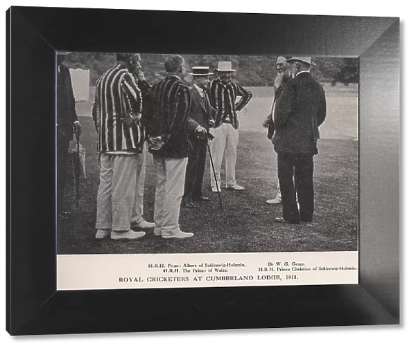 Royal cricketers at Cumberland Lodge, Windsor Great Park, Berkshire, 1911 (1912). Artist: Ernest Brook