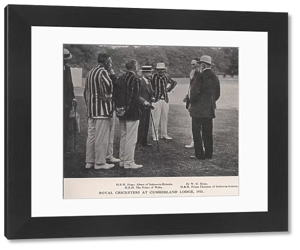 Royal cricketers at Cumberland Lodge, Windsor Great Park, Berkshire, 1911 (1912). Artist: Ernest Brook