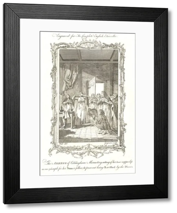 Framed Print : Abbess of Coldingham StAebbe the younger semi-mythological Abbess 870AD. Artist: Grignion Framed Print : Abbess of Coldingham StAebbe the younger semi-mythological Abbess 870AD. Artist: Grignion