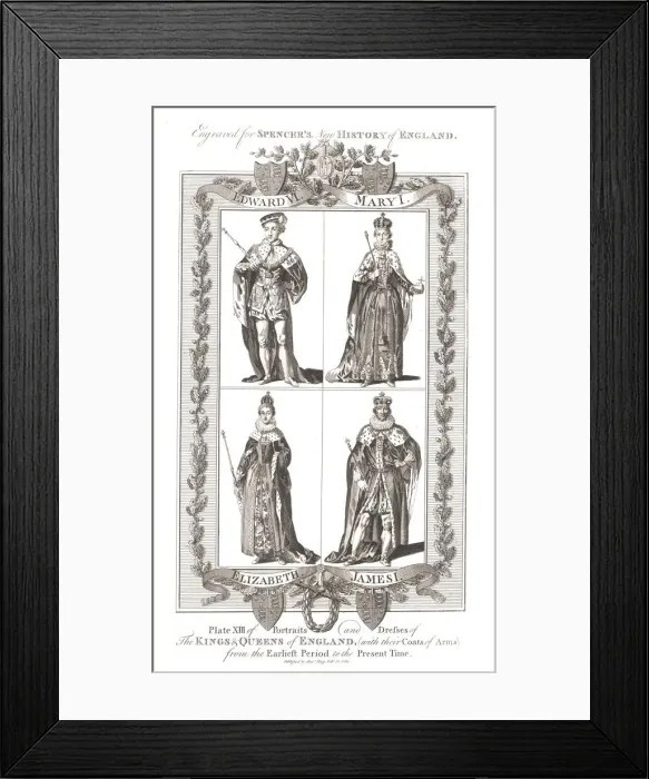 Framed Print : English Kings and Queens with coats of Arms. Published by Alex Hogg February 15th 1794 Artist: Alex Hogg Framed Print : English Kings and Queens with coats of Arms. Published by Alex Hogg February 15th 1794 Artist: Alex Hogg