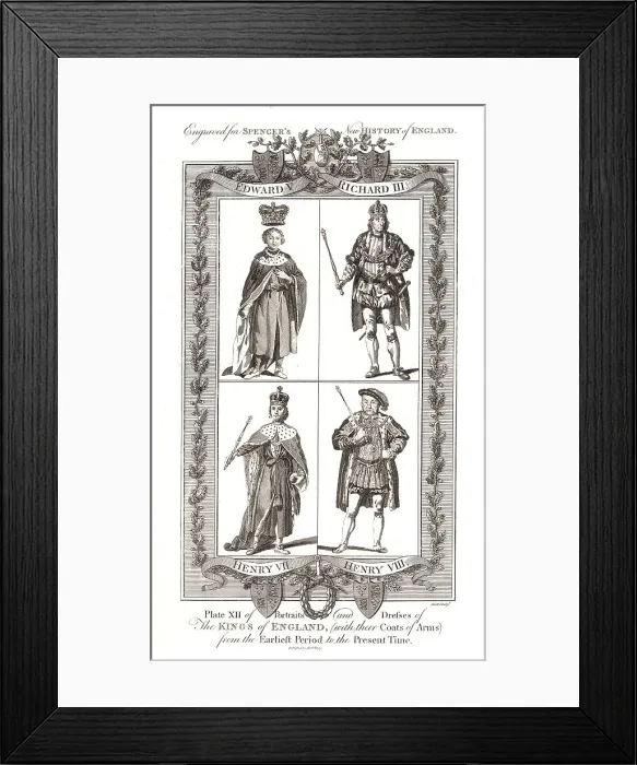 Framed Print : English Kings with coats of Arms Published by Alexander Hogg. Artist: Alex Hogg Framed Print : English Kings with coats of Arms Published by Alexander Hogg. Artist: Alex Hogg