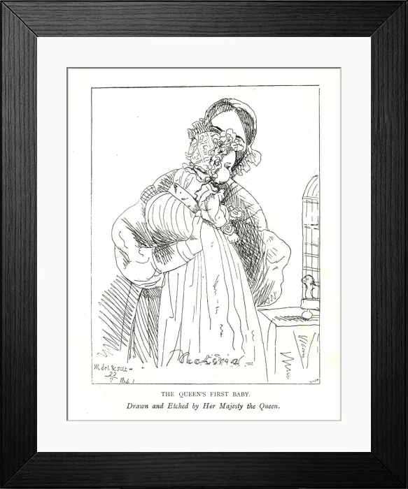 Framed Print : Earliest picture known of Victorias first daughter, then the Princess Royal, age 3 months, with her Artist: Queen Victoria Framed Print : Earliest picture known of Victorias first daughter, then the Princess Royal, age 3 months, with her Artist: Queen Victoria