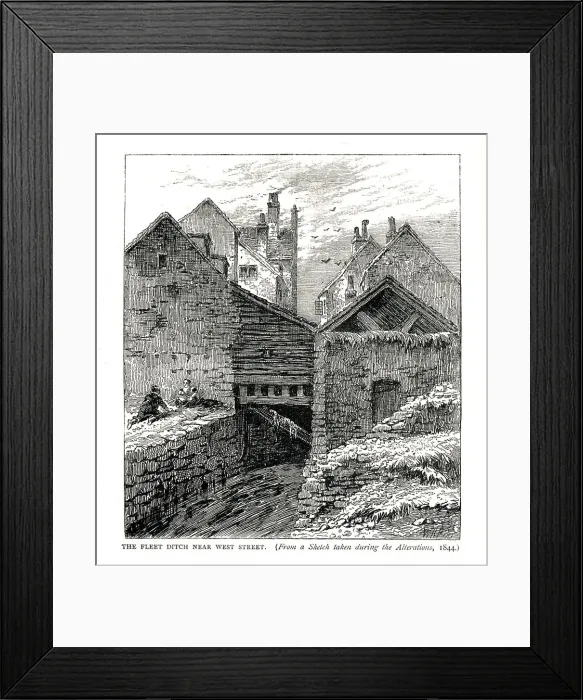 Framed Print : The Fleet Ditch near West Street, during alterations, 1844 Framed Print : The Fleet Ditch near West Street, during alterations, 1844