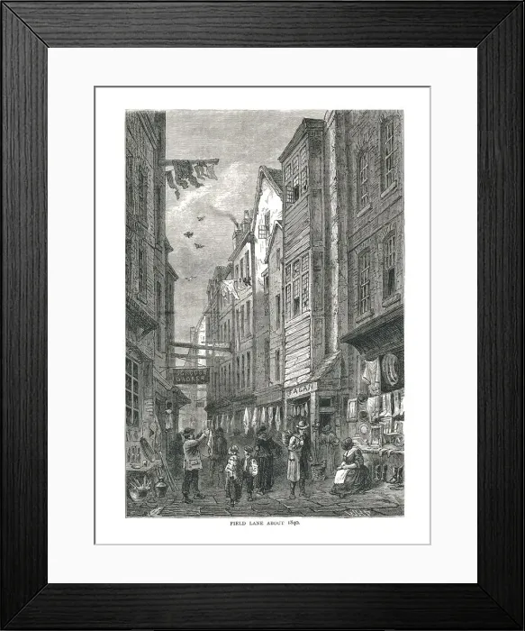 Framed Print : Field Lane about 1840 Framed Print : Field Lane about 1840
