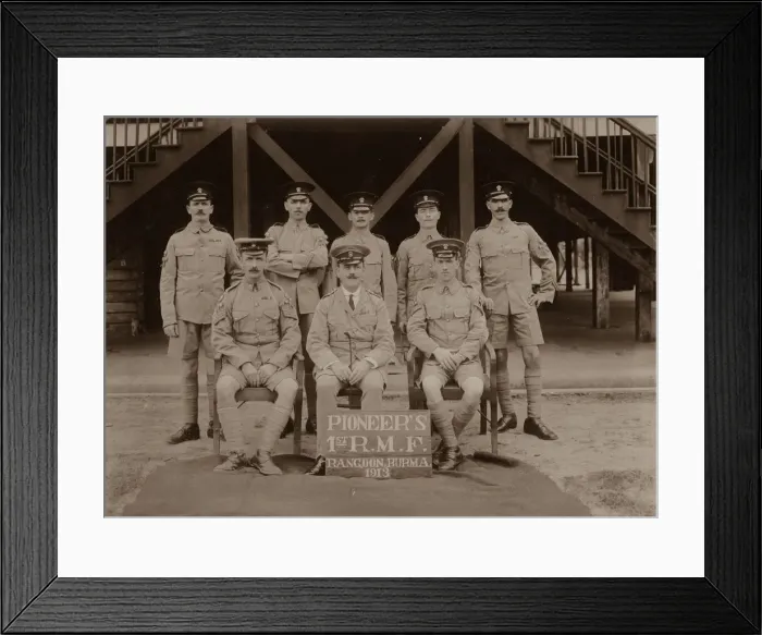 Framed Print : The Pioneers of the 1st Royal Munster Fusiliers, Rangoon, Burma, 1913 Framed Print : The Pioneers of the 1st Royal Munster Fusiliers, Rangoon, Burma, 1913