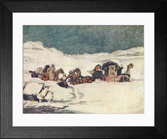 Framed Print : The Birmingham Mail near Aylesbury, the guard Banbury proceeding with the bags, 1837 (1907). Artist: Robert Havell Framed Print : The Birmingham Mail near Aylesbury, the guard Banbury proceeding with the bags, 1837 (1907). Artist: Robert Havell