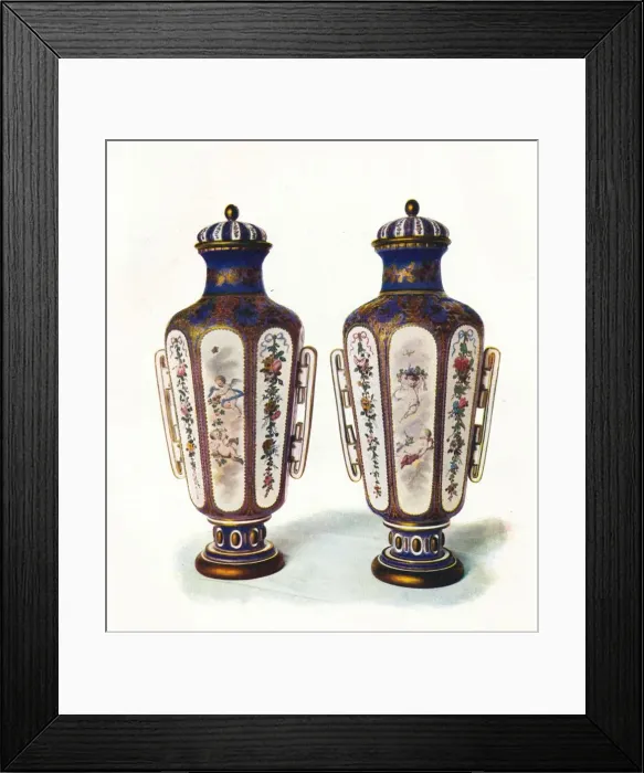 Framed Print : A Pair of Unique Hexagonal-Shaped Sevres Vases 1906 Framed Print : A Pair of Unique Hexagonal-Shaped Sevres Vases 1906