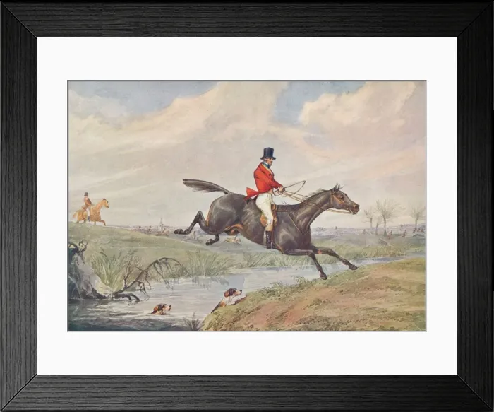 Framed Print : Fox Hunting: Leaping the Brook, 1906. Artist: Henry Thomas Alken Framed Print : Fox Hunting: Leaping the Brook, 1906. Artist: Henry Thomas Alken