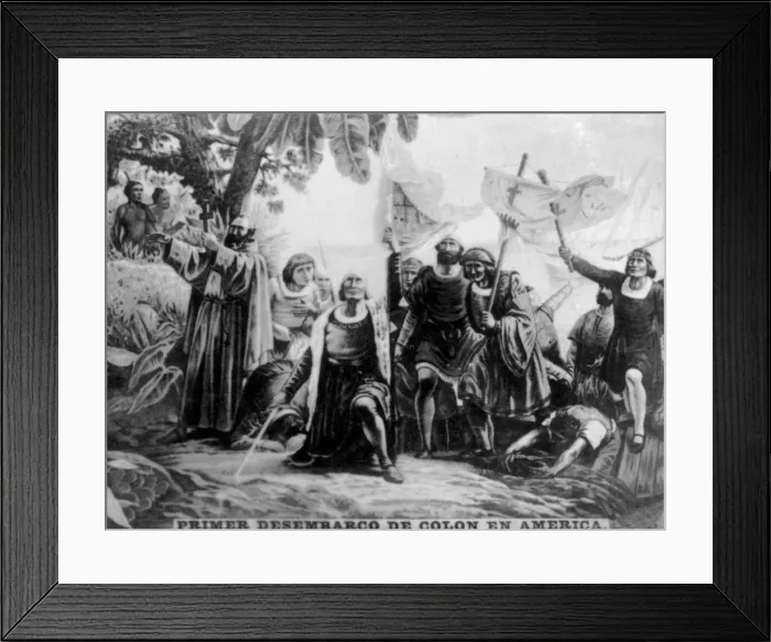 Framed Print : Landing of Colombus in America, (15th century), 1920s Framed Print : Landing of Colombus in America, (15th century), 1920s