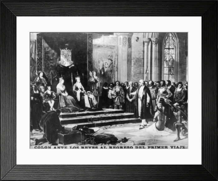 Framed Print : Colombus returns from his first trip, (15th century), 1920s Framed Print : Colombus returns from his first trip, (15th century), 1920s