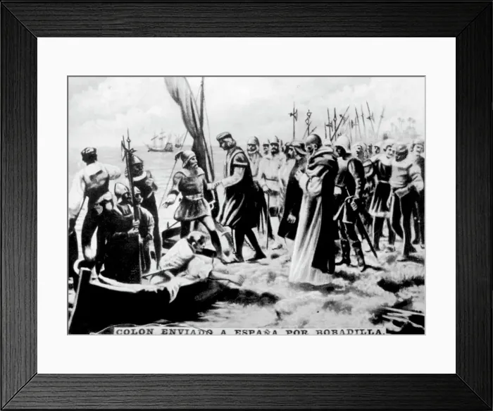 Framed Print : Colombus sent to Spain, (16th century), 1920s Framed Print : Colombus sent to Spain, (16th century), 1920s