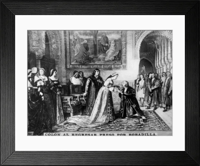Framed Print : Colon returning to Spain as a prisoner, (16th century), 1920s Framed Print : Colon returning to Spain as a prisoner, (16th century), 1920s