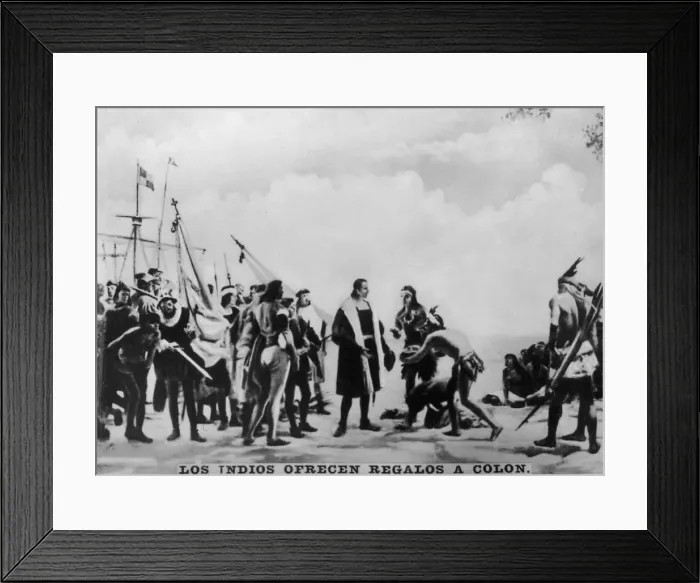 Framed Print : Presents to Colombus, (16th century), 1920s Framed Print : Presents to Colombus, (16th century), 1920s