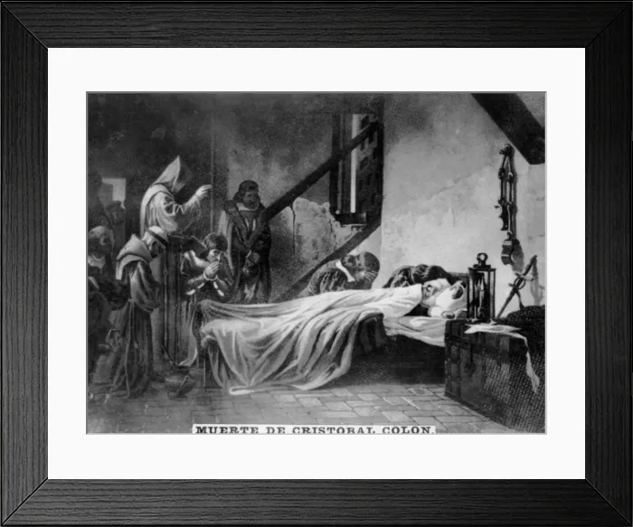 Framed Print : Death of Christopher Colombus, (16th century), 1920s Framed Print : Death of Christopher Colombus, (16th century), 1920s