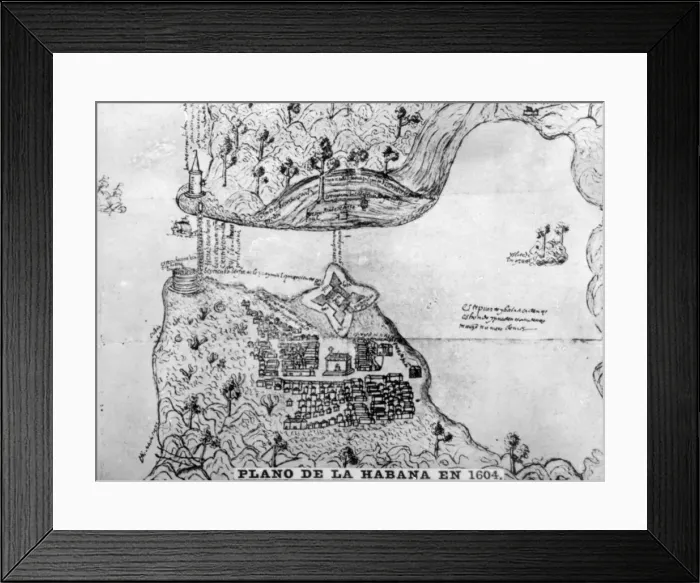 Framed Print : Map of Havana, (1608), 1920s Framed Print : Map of Havana, (1608), 1920s