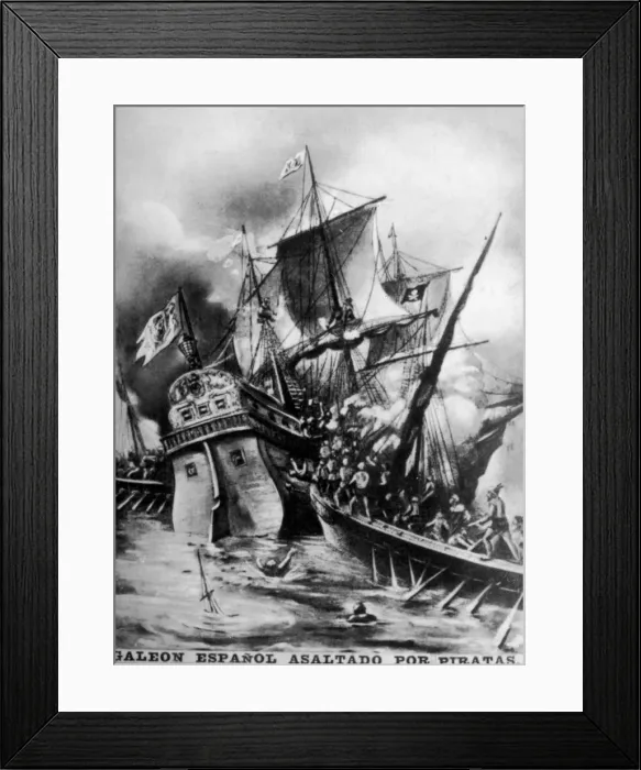 Framed Print : Spanish Galleon assaulted, (17th century ), 1920s Framed Print : Spanish Galleon assaulted, (17th century ), 1920s