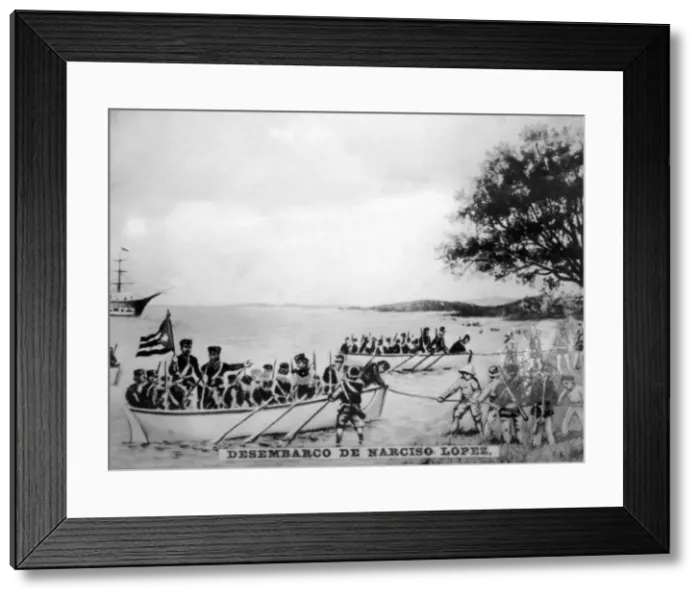 Framed Print : Narciso Lopez landing in Cardenas, (1850), 1920s Framed Print : Narciso Lopez landing in Cardenas, (1850), 1920s