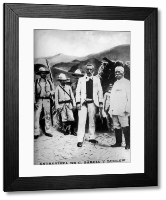 Framed Print : Meeting of General Garcia with Brigadier Ludlow, (1898), 1920s Framed Print : Meeting of General Garcia with Brigadier Ludlow, (1898), 1920s