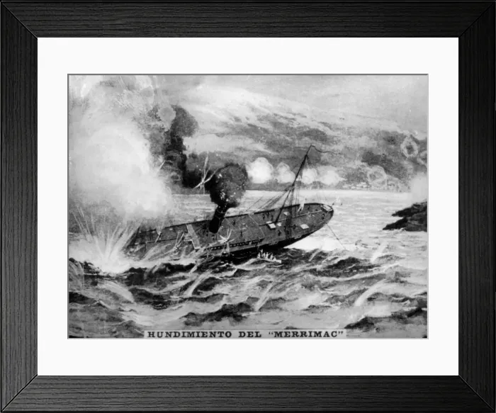 Framed Print : The sinking of the Merrimac, (1898), 1920s Framed Print : The sinking of the Merrimac, (1898), 1920s