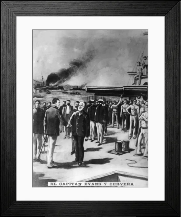 Framed Print : Captain Evans and Cervera, (1898), 1920s Framed Print : Captain Evans and Cervera, (1898), 1920s