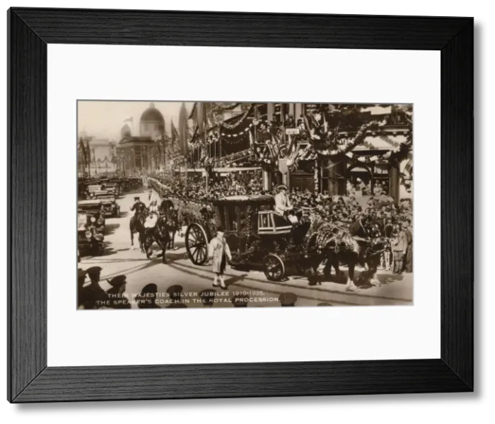 Framed Print : Their Majesties Silver Jubilee 1910-1935. The Speakers Coach in the Royal Procession Framed Print : Their Majesties Silver Jubilee 1910-1935. The Speakers Coach in the Royal Procession