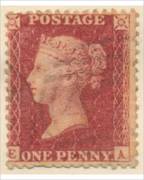 The Penny Red postage stamp, 1841. Artist: Perkins, Bacon & Co