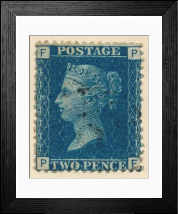Framed Print : The Two Penny Blue or The Two Pence Blue postage stamp, 1840s Framed Print : The Two Penny Blue or The Two Pence Blue postage stamp, 1840s
