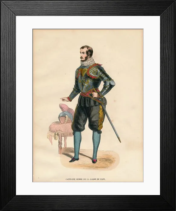 Framed Print : A Captain of the Popes Swiss Guard, c. 1900s Framed Print : A Captain of the Popes Swiss Guard, c. 1900s