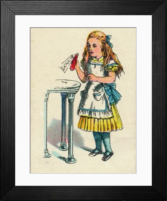 Framed Print : Alice and the Bottle, 1930. Artist: John Tenniel Framed Print : Alice and the Bottle, 1930. Artist: John Tenniel