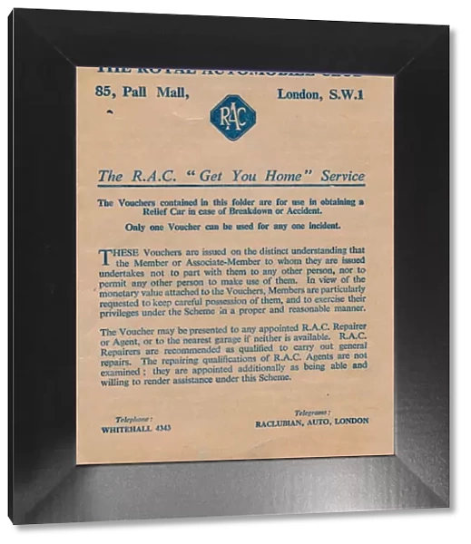 The Royal Automobile Club vouchers, 1952
