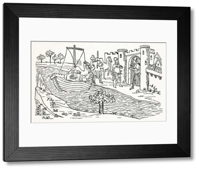 Framed Print : Marco Polo Lands at Ormuz, (c1300 ), 1912 Framed Print : Marco Polo Lands at Ormuz, (c1300 ), 1912