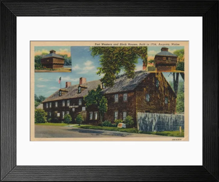 Framed Print : Fort Western and Block Houses, Augusta, Maine, 1920s Framed Print : Fort Western and Block Houses, Augusta, Maine, 1920s