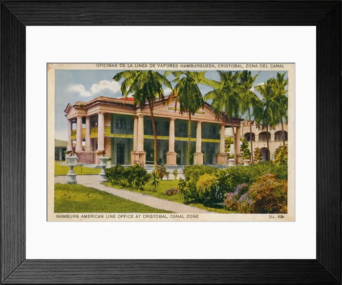Framed Print : Hamburg American Line Office at Cristobal, Canal Zone, c1920s Framed Print : Hamburg American Line Office at Cristobal, Canal Zone, c1920s