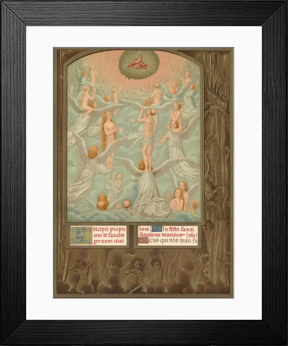 Framed Print : Angels present to God the souls of the newly elected, early 16th century. Artist: Domenico Grimani Framed Print : Angels present to God the souls of the newly elected, early 16th century. Artist: Domenico Grimani