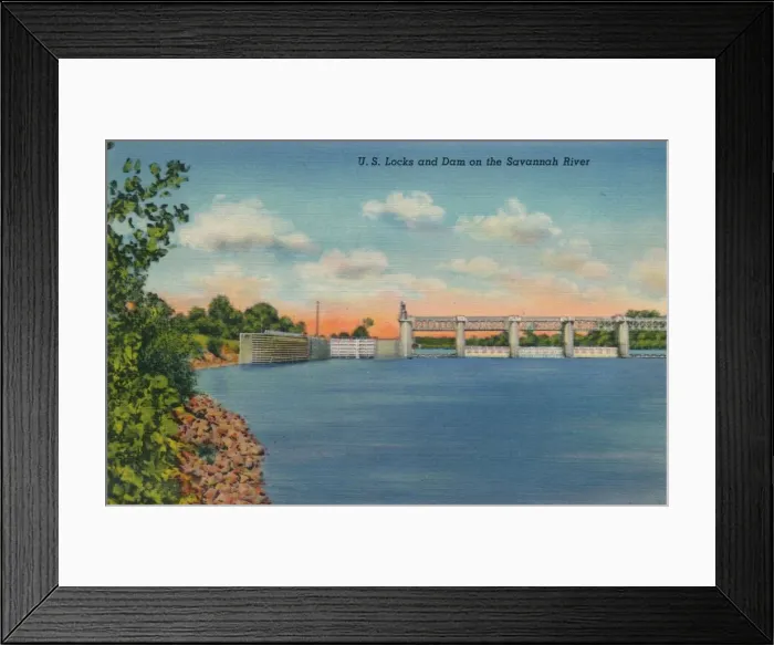 Framed Print : US Locks and Dam on the Savannah River, 1943 Framed Print : US Locks and Dam on the Savannah River, 1943