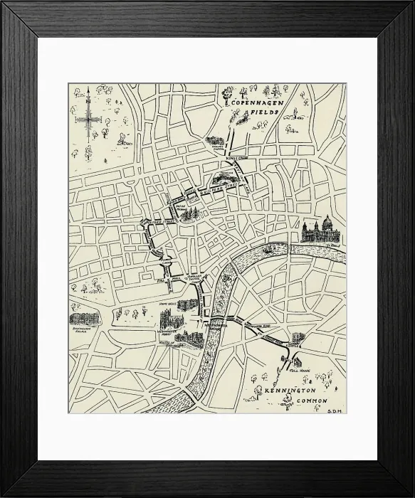 Framed Print : Route of the protest march to free the Tolpuddle Martyrs, (1834), 1934