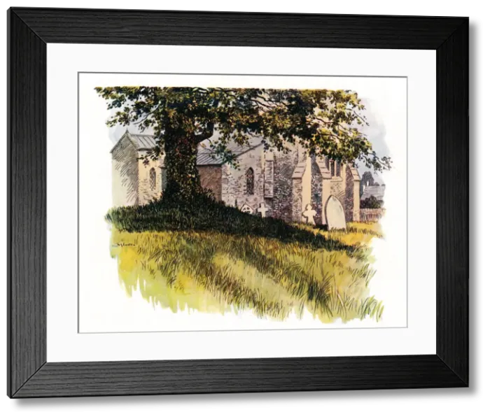 Framed Print : Churchyard at Tolpuddle showing James Hammetts grave, 1934 Framed Print : Churchyard at Tolpuddle showing James Hammetts grave, 1934