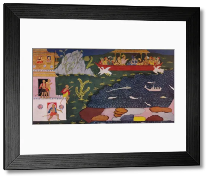 Framed Print : The Arrival of Rama and Sita in the Aerial Car, (18th century), 1937 Framed Print : The Arrival of Rama and Sita in the Aerial Car, (18th century), 1937