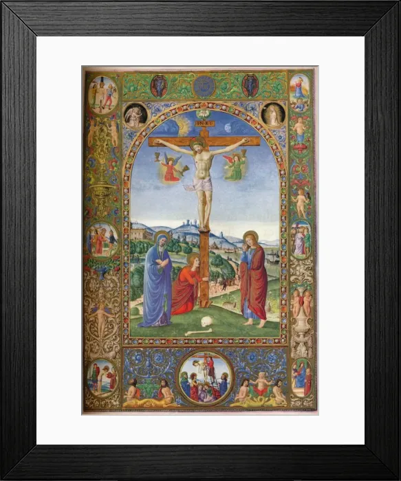 Framed Print : The Crucifixion: with Virgin, Mary Magdalene & St John, (c1500), 1937 Framed Print : The Crucifixion: with Virgin, Mary Magdalene & St John, (c1500), 1937