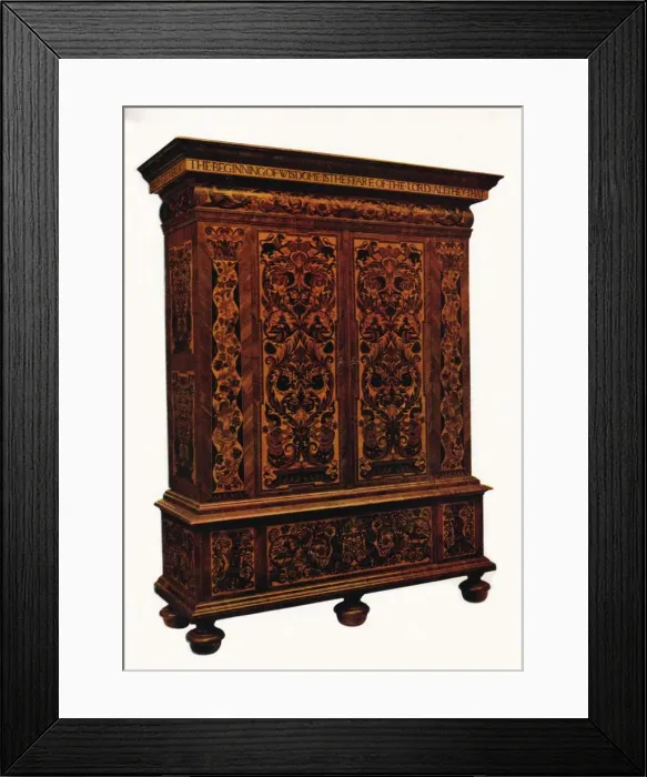 Framed Print : William and Mary Marquetry Cabinet, (c1690), 1925 Framed Print : William and Mary Marquetry Cabinet, (c1690), 1925