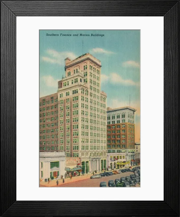 Framed Print : Southern Finance and Marion Buildings, Auguata, Georgia, 1943 Framed Print : Southern Finance and Marion Buildings, Auguata, Georgia, 1943
