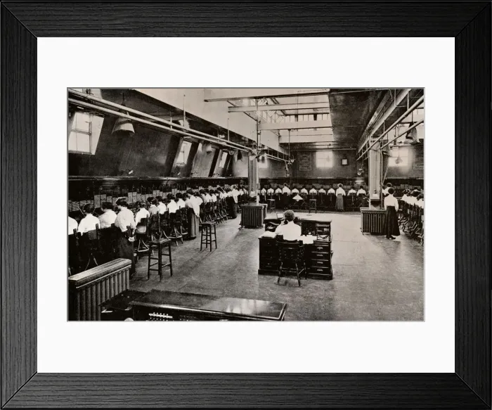 Framed Print : In a Large Telephone Exchange, c1916 Framed Print : In a Large Telephone Exchange, c1916